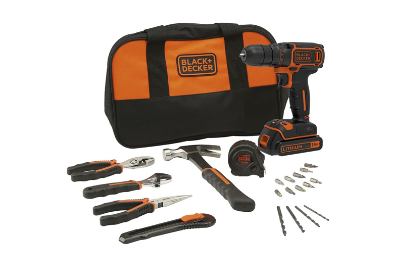 Perceuse-visseuse avec accessoires et outils à main BlackDecker BDCDC18HTSA