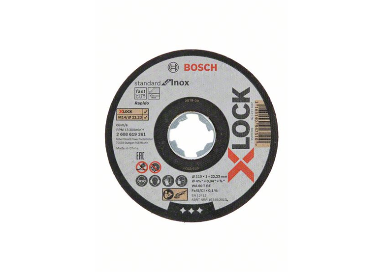 Disque de corindon X-Lock 115mm 10pcs. Bosch Standard for Inox