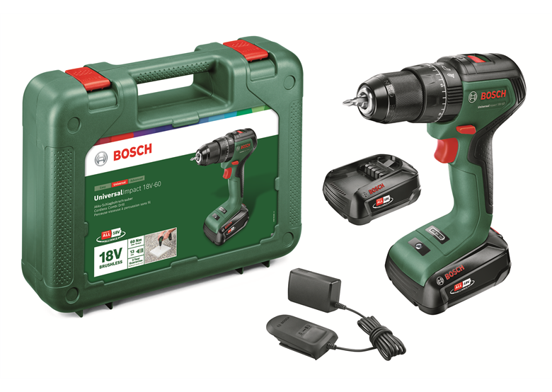 Perceuse-visseuse à percussion Bosch UniversalImpact 18V-60 2x2,0Ah