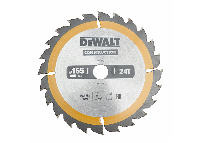 Lame de scie circulaire portative 165x20mm DeWalt DT1934-QZ