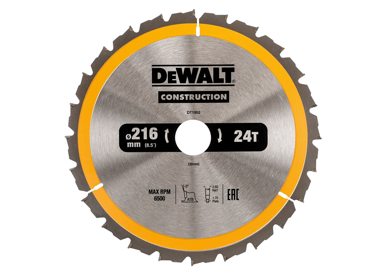 Lame de scie circulaire 216x30 mm DeWalt DT1952-QZ