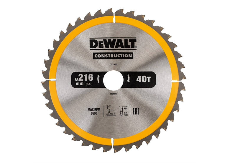 Lame de scie circulaire 216x30mm 40T DeWalt DT1953-QZ