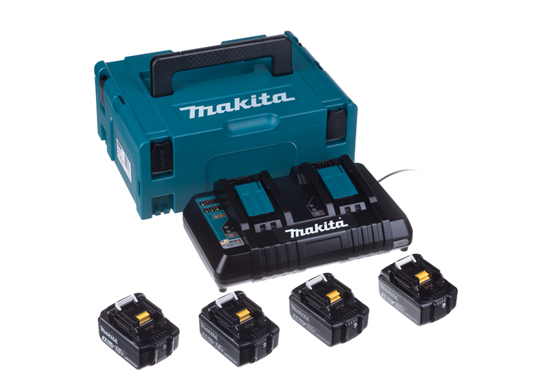 Batteries 18V 3.0Ah x4 et chargeur Makita BL1830+DC18RD