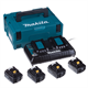 Batteries 18V 3.0Ah x4 et chargeur Makita BL1830+DC18RD