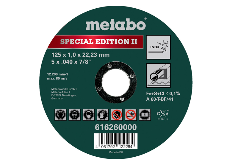 Disque 'Special Edition II 125x1,0x22,23mm, Inox, TF 41 Metabo 616260000