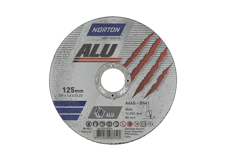 Disque à tronçonner aluminium 125x22,23mm Norton ALU