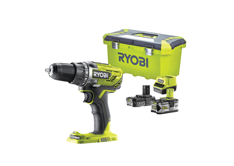 Perceuse-visseuse Ryobi ONE+ R18DD3-252T 1x2,0Ah, 1x5,0Ah