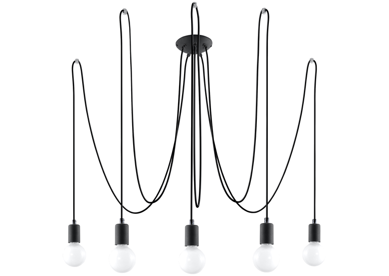 Lustre EDISON 5 noir Sollux Lighting Nickel