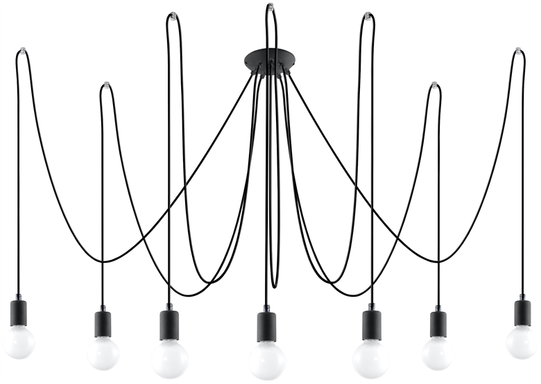 Lustre EDISON 7 noir Sollux Lighting Nickel