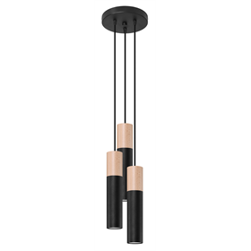 Suspension PABLO 3P noir Sollux Lighting Peach Puff