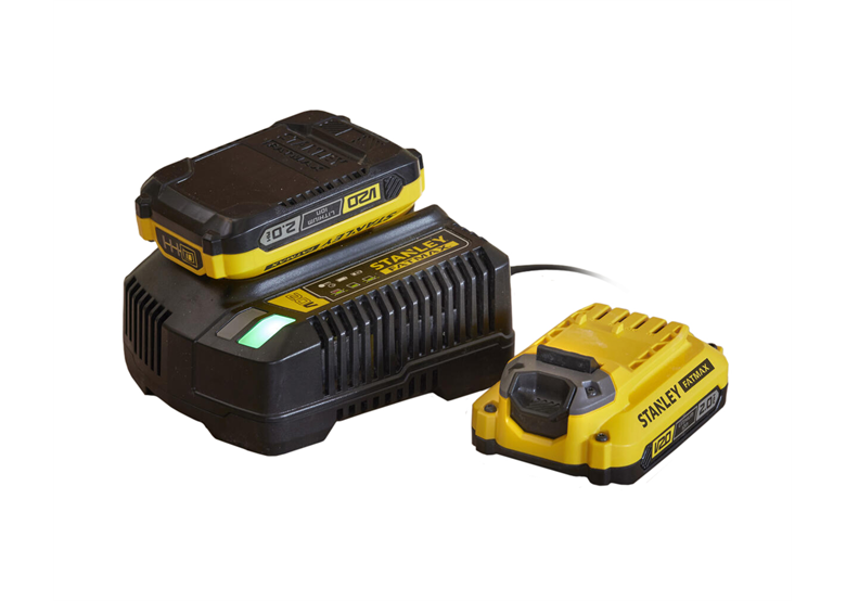 2 batteries 18V 2.0Ah + chargeur Stanley Fatmax V20 SFMCB12D2